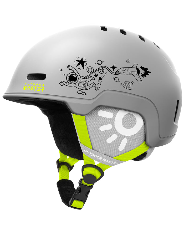 Casco da sci JR Outdoor Master REINDEER KIDS color grigio verde da bimbo Torino San Sicario Sestriere scontato noleggio sci Via Lattea Bardonecchia 